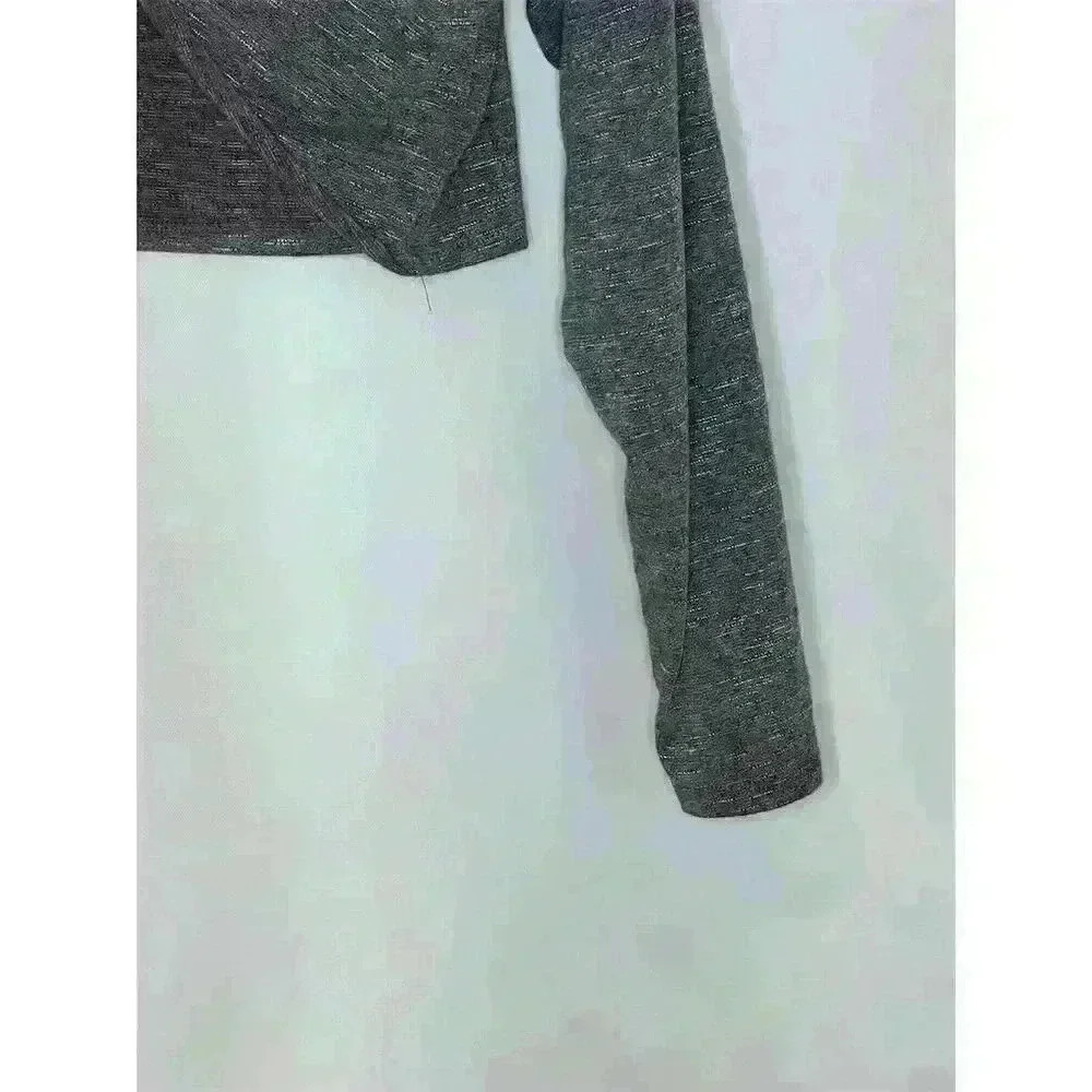 ACOA Women's Gray Twist Front Long Sleeve Blouse Size L - Picture 4 of 15